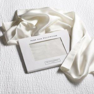 The White Company London White Chalk Pure Silk Pillowcase Standard Size NEW
